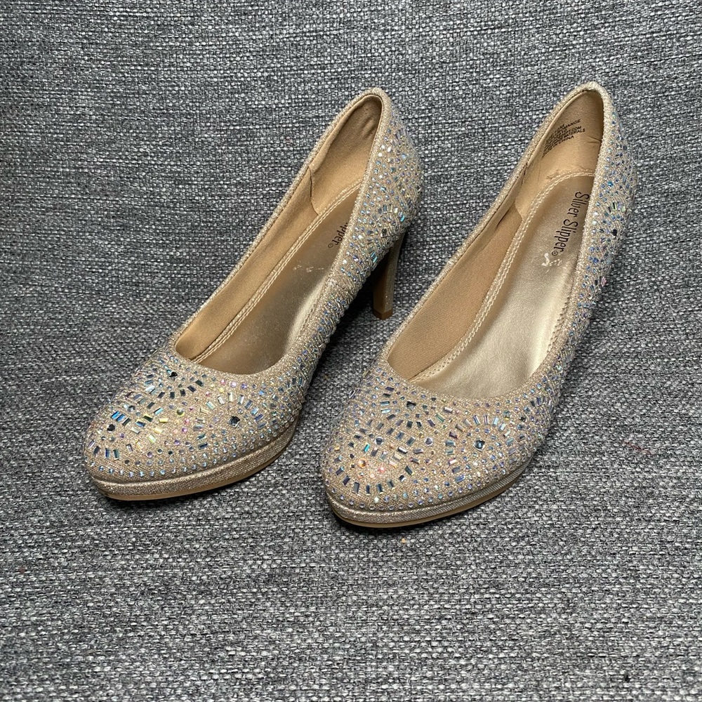 Sparkling Nude Glitter Heels